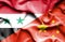 Waving flag of China and Syria