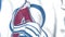 Waving flag with Colorado Avalanche NHL hockey team logo, close-up. Editorial 3D rendering