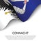Waving flag of Connacht is a province of Ireland on white backgr