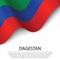 Waving flag of Dagestan is a region of Russia on white backgroun