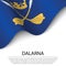 Waving flag of Dalarna is a province of Sweden on white backgrou