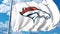 Waving flag with Denver Broncos professional team logo. Editorial 3D rendering