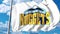 Waving flag with Denver Nuggets professional team logo. Editorial 3D rendering