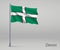 Waving flag of Devon - county of England on flagpole. Template for independence day poster design