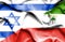 Waving flag of Equatorial Giuinea and Israel