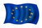 Waving flag of European union. Illustration of EU flag without flagpole with yellow stars on blue color. Symbol of Europe economic