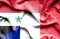 Waving flag of France and Syria