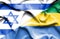 Waving flag of Gabon and Israel