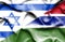 Waving flag of Gambia and Israel