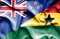 Waving flag of Ghana and New Zealand