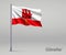 Waving flag of Gibraltar - territory of United Kingdom on flagpo