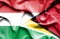 Waving flag of Guyana and Hungary