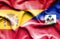 Waving flag of Haiti and Spain