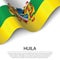 Waving flag of Huila is a region of Colombia on white background