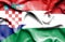 Waving flag of Hungary and Croatia