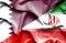 Waving flag of Iran and Qatar