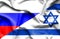 Waving flag of Israel and Russia