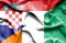 Waving flag of Ivory Coast and Croatia