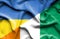 Waving flag of Ivory Coast and Ukraine