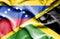 Waving flag of Jamaica and Venezuela