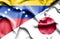 Waving flag of Japan and  Venezuela