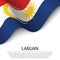 Waving flag of Labuan is a state of Malaysia on white background