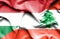 Waving flag of Lebanon and Hungary