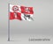 Waving flag of Leicestershire - county of England on flagpole. T