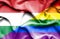 Waving flag of LGBT and Hungary