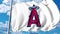 Waving flag with Los Angeles Angels Of Anaheim professional team logo. Editorial 3D rendering