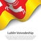 Waving flag of Lublin voivodship is a region of Polland on white