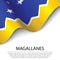 Waving flag of Magallanes is a region of Chile on white backgrou