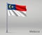 Waving flag of Malacca - state of Malaysia on flagpole. Template