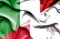 Waving flag of Malta and Italy