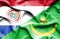 Waving flag of Mauritania and Paraguay
