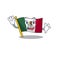 Waving flag mexico character in mascot shaped