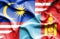 Waving flag of Mongolia and Malaysia