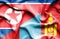 Waving flag of Mongolia and North Korea