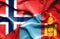 Waving flag of Mongolia and Norway