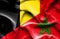 Waving flag of Morocco and Belgium