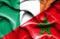 Waving flag of Morocco and Ireland