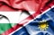 Waving flag of Namibia and Hungary