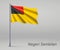 Waving flag of Negeri Sembilan - state of Malaysia on flagpole