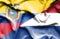 Waving flag of Netherlands and Ecuador