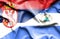 Waving flag of Nicaragua and Serbia