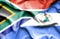 Waving flag of Nicaragua and South Africa