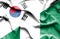 Waving flag of Nigeria and South Korea