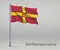 Waving flag of Northamptonshire - county of England on flagpole