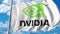 Waving flag with Nvidia logo. 4K editorial animation