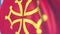 Waving flag of Occitanie, a region of France. Close-up, loopable 3D animation